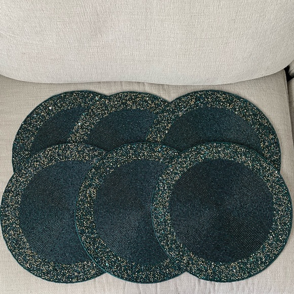 Teal and gold beaded placemats (set of 6) - Picture 3 of 7